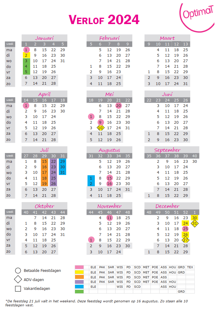 Verlofkalender 2024