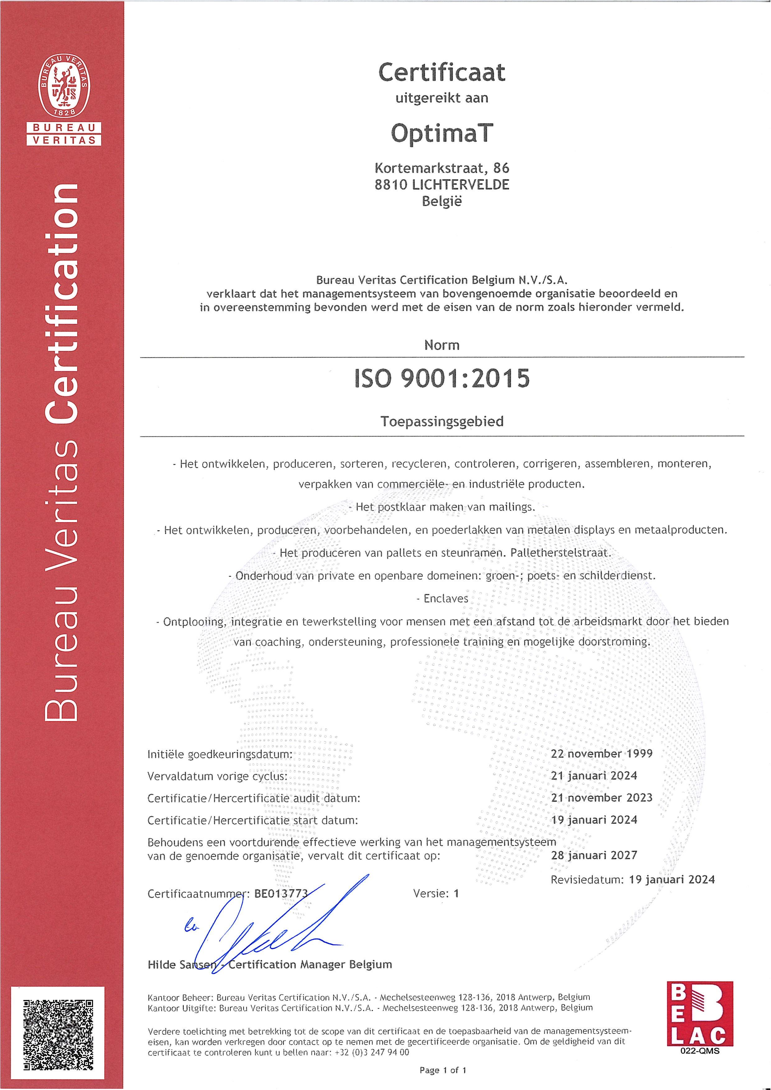 Certificaat ISO 9001